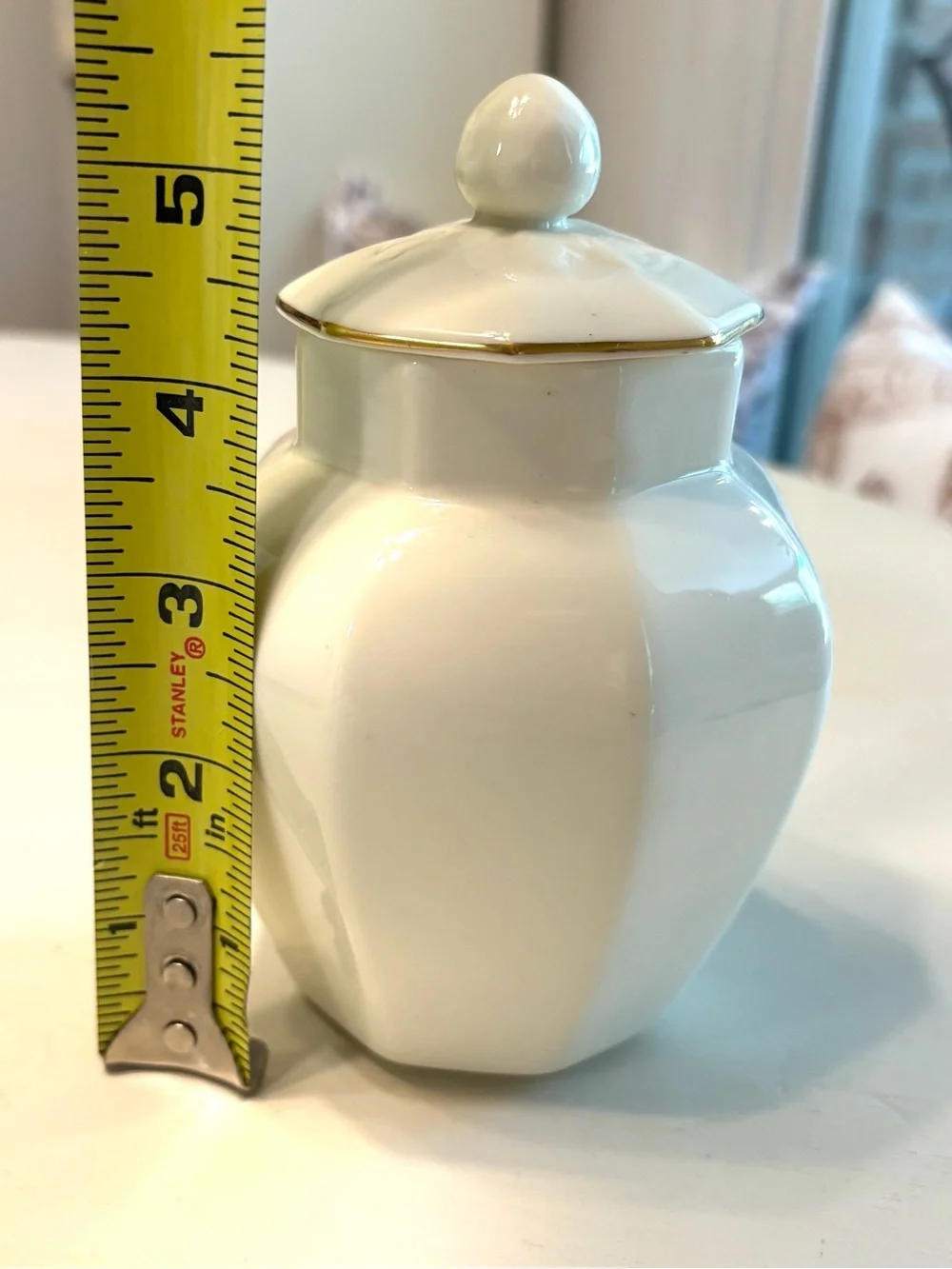 Royal Doulton White Ceramic Ginger Jar with Gold Trim